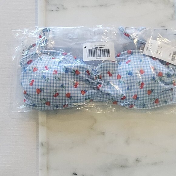 Hollister Ribbed Bikini Top Strawberry Blue Stripe NWT - Picture 4 of 5